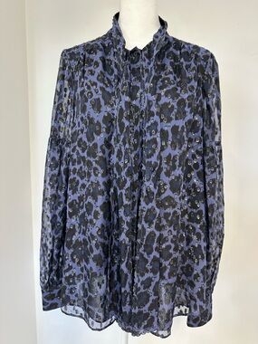 Kate Spade Leopard Clip Dot Blouse Bow NWT $328 size Large